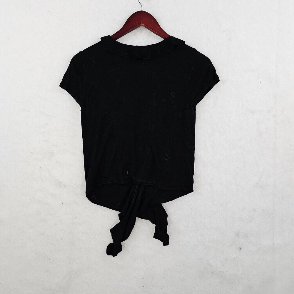 White House Black Market‎ Black Cardigan Sweater Ruffle Front Silk Blend Small - Picture 2 of 9